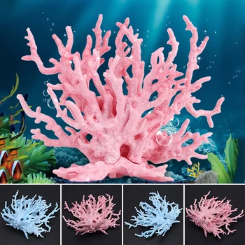 1pc Dirbtinio Rifo Koralų Medžių sodinukai Bakas Kraštovaizdžio Akvariumo Apdaila Mielas Spalvingų Koralų, Žuvų Plaukimo Ornamentu Derva