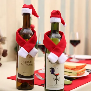 2VNT/Komplektas Kalėdų Vyno Butelio Dangtelį Skrybėlę Kalėdų Dekoracijas Butelis Apvyniokite Šaliku Šalis Dekoro enfeites de natal