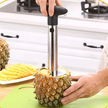 Ananasų Corer Ir Slicer Įrankis, Maisto Kokybės Nerūdijančio Plieno Ananasų Cutter Su Aštriais Ašmenimis Ir Nuimama Rankena