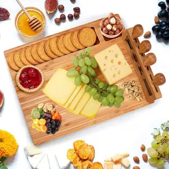 Bamboo Cheese Board Wood Cheeses Boards 1Pc X3Q8