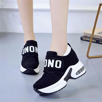 Naujas korėjos versija storio-soled platforma platformos batai moteriška studentų laisvalaikio bateliai rudenį vieną batai Velcro incre