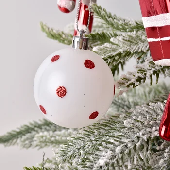 Raudona ir balta Kalėdų papuošalai Kalėdų ramentus serijos Kalėdų kamuolys dekoracijos Kalėdų eglučių papuošalai 2021 naujas