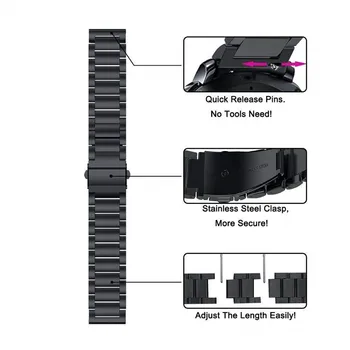 Už Xiaomi Huami Amazfit Stratos 3 2 2S/tempas Dirželis Metalo 22mm Watchband Už Amazfit VTR 47mm Juostoje 
