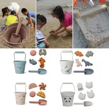Vaikai Silikono Paplūdimio Žaislai, 6 Vnt. Rinkinys Kūdikių Vasaros Kasti Smėlio Įrankis su Kibiras Vandens Žaidimo Lauko Žaislų Rinkinys Smėlio Už Vaikas