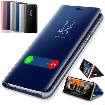 Veidrodis Smart telefono dėklas samsung Galaxy a51 a71 a10 a20 a30 a40 a50 a70 A30s A10s a20s a50s stovėti Apversti knygos Viršelio funda coque
