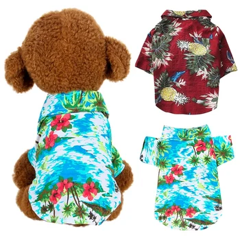 Šuo Marškinėliai Spausdinami Drabužius Vasaros Paplūdimio Drabužiai Vest Pet Drabužiai Gėlių T-Shirt Havajų Mažųjų Didelė Katė, Šuo Čihuahua