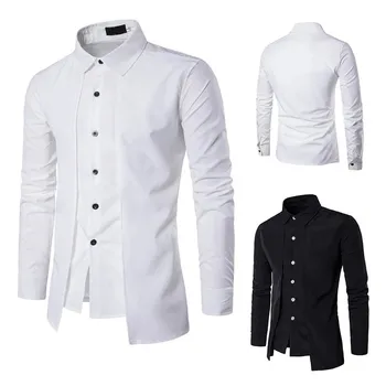 2021 Vyrai, Pavasarį, Rudenį Ilgomis Rankovėmis Mygtuką Ritininės Tinka Formalaus Verslo Suknelė Marškiniai Balta Juoda Raudona Mėlyna