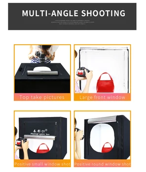 60*60cm LED Foto Studija šviesos palapinėje Softbox Fotografavimo Šviesos Palapinėje Soft Box + Nešiojamas Krepšys + AC Adapteris, skirtas Papuošalai, Žaislai Shoting