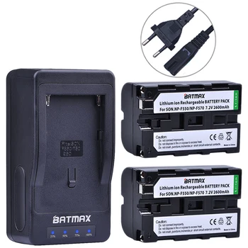 Batmax 2vnt NP-F550 NP F550 F570 Baterija+LED Ultra Greitas Įkroviklis skirtas Sony NP-F570 F530 CCD-SC55 CCD-TRV81 DCR-TRV210 MVC-FD81