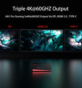 Chatreey AN1P AMD mini pc Ryzen 5 4500U Žaidimų su Wifi 6 stalinis kompiuteris Nvme SSD palaiko Windows 11 Stuning Triple 4K@60GHZ