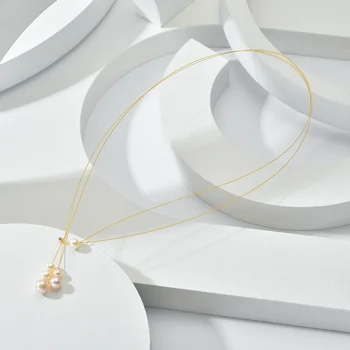 GN Pearl Natūralių Gėlavandenių Perlų Choker Karoliai, Aukso Plieninės Vielos Adjustble Minimalistinio Ovalo formos Perlų Papuošalai gNPearl Moterims