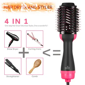Hair Curler Teptuku 1000W 4 IN 1 Plaukų Džiovintuvas Volumizer Karšto Oro Šepetys Džiovinimo Šepetys Profesionalūs Elektriniai Plaukų Plaukų Styler Šukos