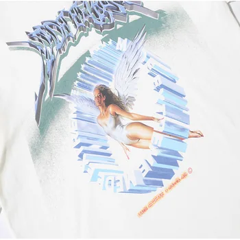 Harajuku Hip-Hop Negabaritinių marškinėliai Vyrams Retro Angelas Spausdinti Streetwear ilgomis Rankovėmis Atsitiktinis Pavasarį, Rudenį T-shirt Medvilnės Viršuje Tee 2020 m.