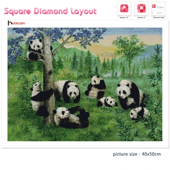 Huacan 5d Diamond Tapyba Visą Gręžimo Panda Rankų darbo Dovana Mozaikos Gyvūnų Siuvinėjimo Kryželiu Pavasario Medžio Namų Dekoro