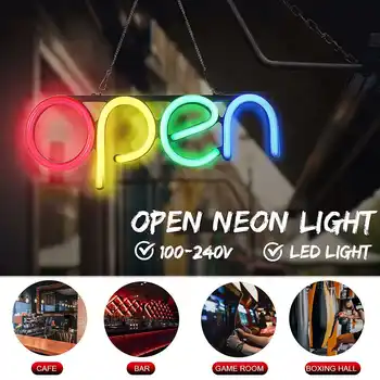 Led Neon Light Pasirašyti Atvirą Žodį Šviesos Sienos Meno Pasirašyti Baras Miegamojo Puošmena Kabo Naktį Lempa Namuose Šalis Atostogų Dekoro Neoninės Lempos