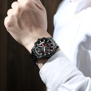 NIBOSI Verslo Prabangos Prekės ženklo Laikrodį Nerūdijančio Plieno Karinės Vandeniui Šviesos Kvarciniai Laikrodžių Vyrams Relogio Masculino