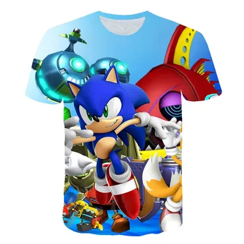 Vasaros Vaikų Berniukų Marškinėliai Mergaitėms, Drabužiai Atsitiktinis Animacinių filmų Sonic Žaidimai 3d Atspausdintas Tshirts Sporto Trumpas Rankovėmis Viršūnes Vaiko Marškinėliai