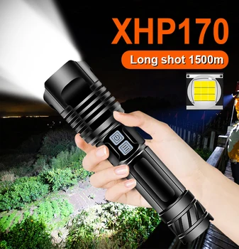 XHP170 Galingas Led Žibintuvėlis Usb Įkrovimo Taktinis Flash šviesos Fakelas xhp90 xhp70 Nešiojamų žibintų naudojimo 26650 18650 Baterija